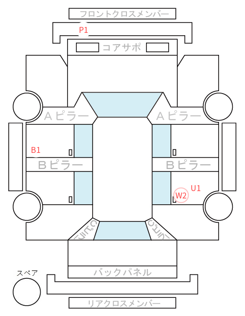 Body condition diagram (damage marks, Japanese labels)