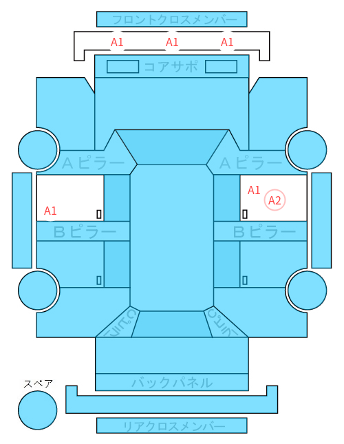 Body condition diagram (damage marks, Japanese labels)