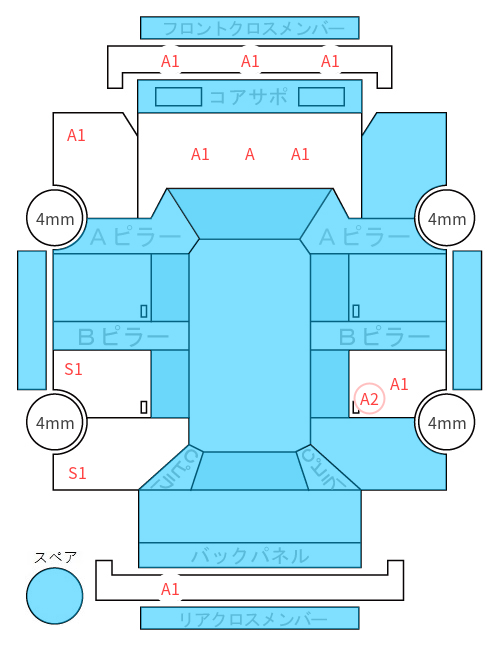 Body condition diagram (damage marks, Japanese labels)