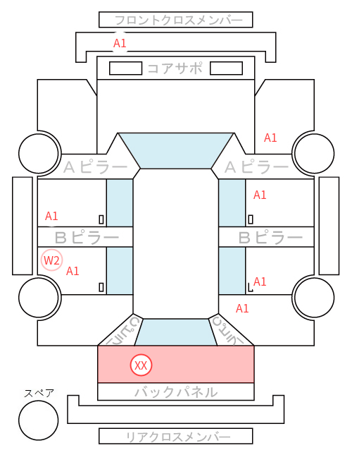 Body condition diagram (damage marks, Japanese labels)