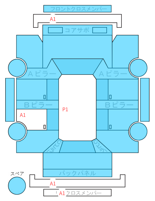 Body condition diagram (damage marks, Japanese labels)