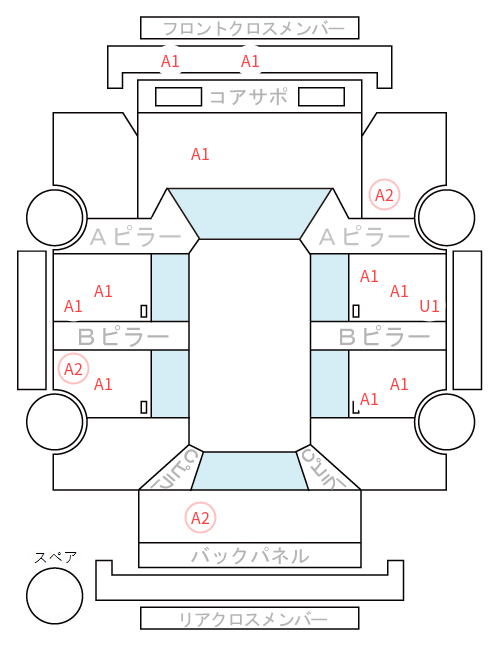 Body condition diagram (damage marks, Japanese labels)