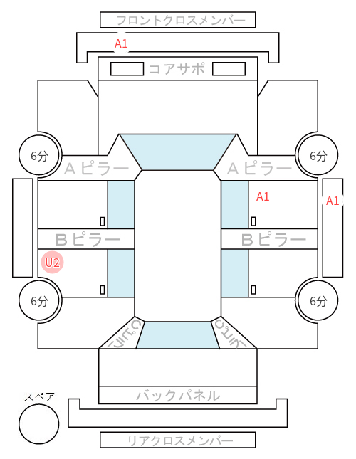 Body condition diagram (damage marks, Japanese labels)