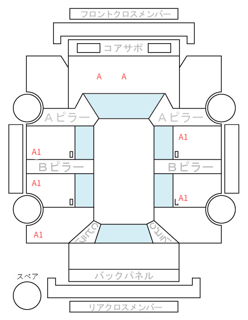 Body condition diagram (damage marks, Japanese labels)