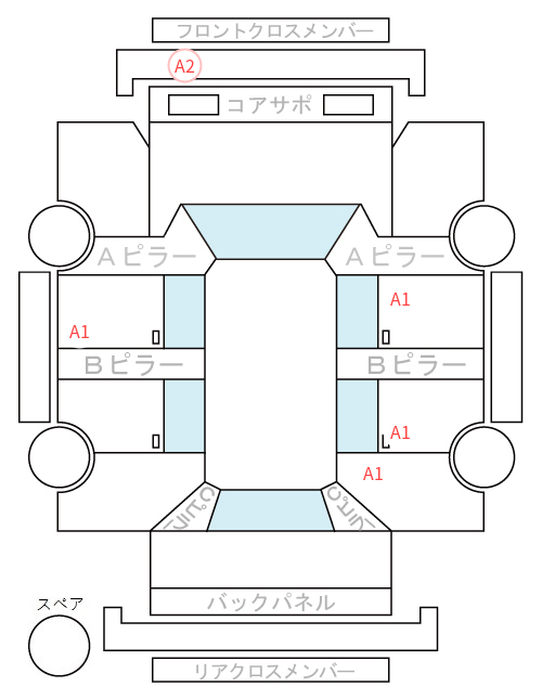 Body condition diagram (damage marks, Japanese labels)