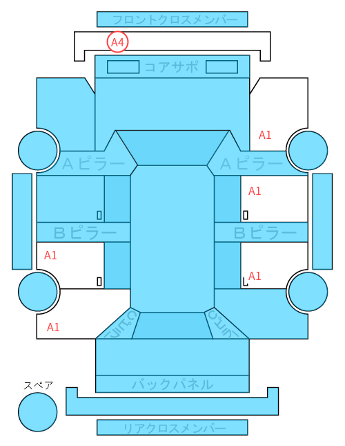 Body condition diagram (damage marks, Japanese labels)
