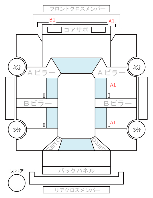 Body condition diagram (damage marks, Japanese labels)