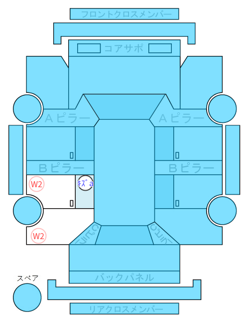Body condition diagram (damage marks, Japanese labels)