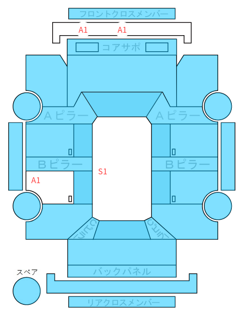 Body condition diagram (damage marks, Japanese labels)