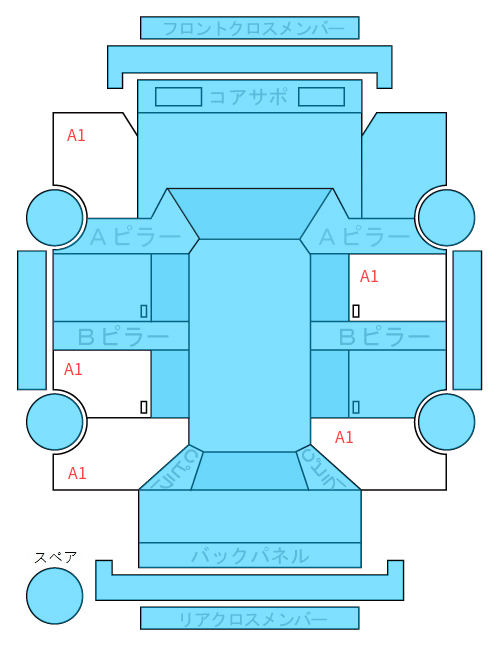 Body condition diagram (damage marks, Japanese labels)