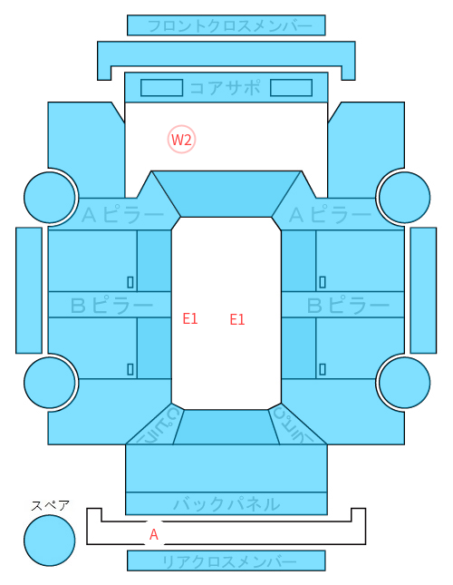 Body condition diagram (damage marks, Japanese labels)
