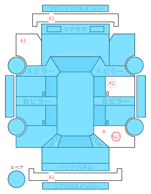 Body condition diagram (damage marks, Japanese labels)