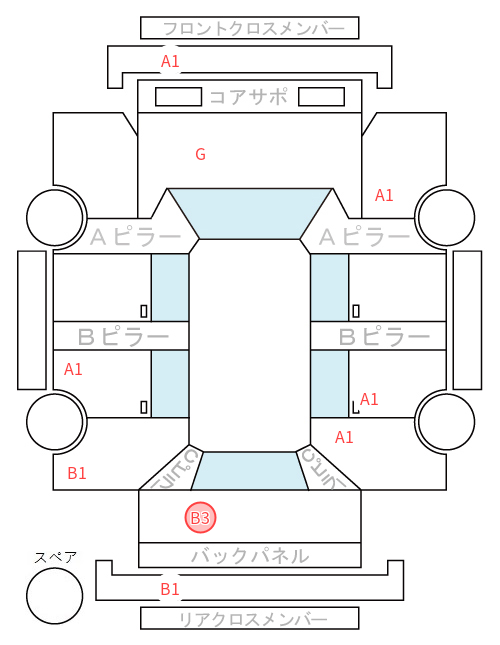 Body condition diagram (damage marks, Japanese labels)