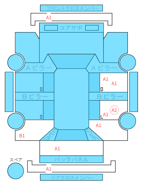 Body condition diagram (damage marks, Japanese labels)
