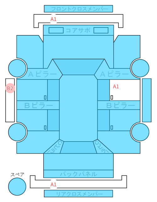 Body condition diagram (damage marks, Japanese labels)