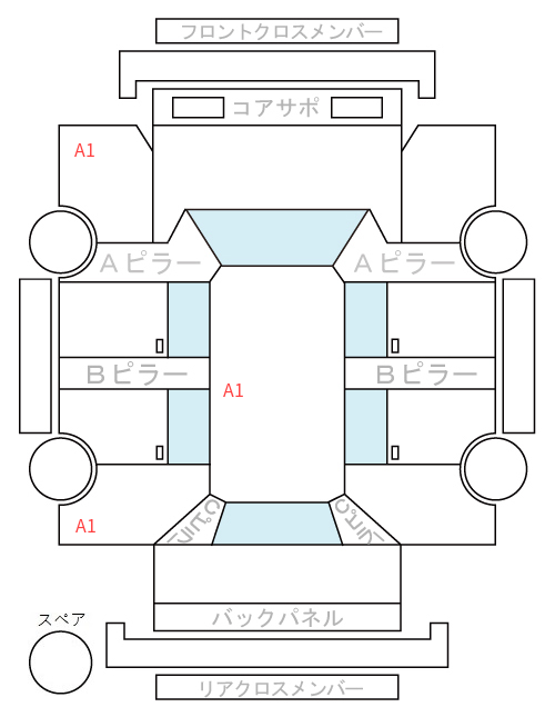 Body condition diagram (damage marks, Japanese labels)