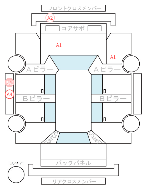 Body condition diagram (damage marks, Japanese labels)