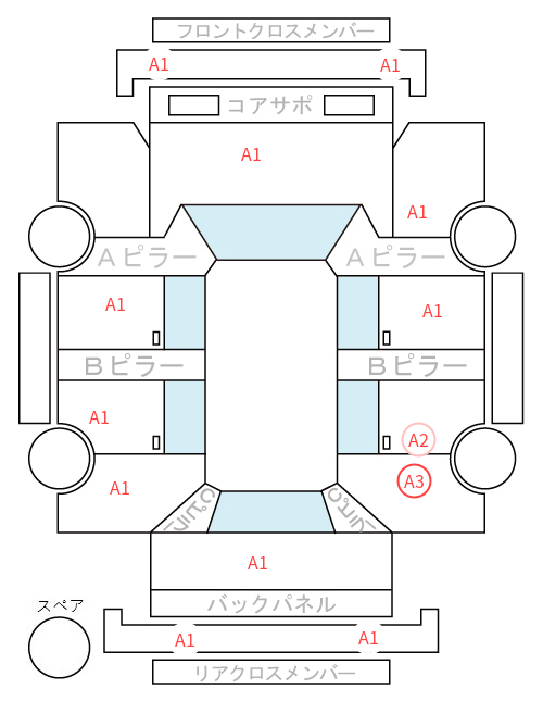 Body condition diagram (damage marks, Japanese labels)