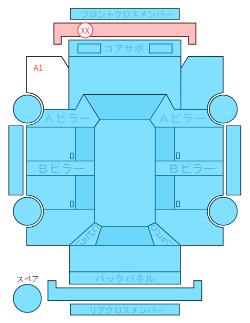 Body condition diagram (damage marks, Japanese labels)