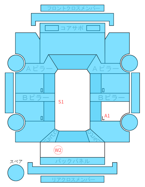 Body condition diagram (damage marks, Japanese labels)