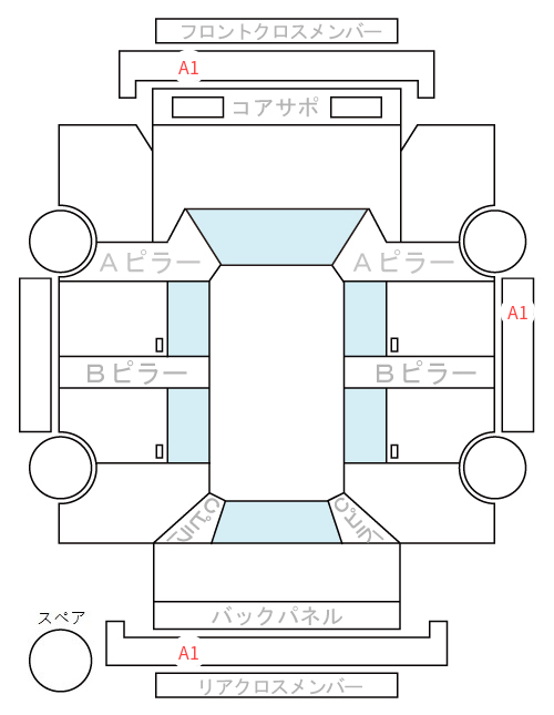 Body condition diagram (damage marks, Japanese labels)