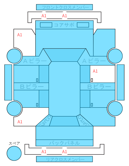Body condition diagram (damage marks, Japanese labels)
