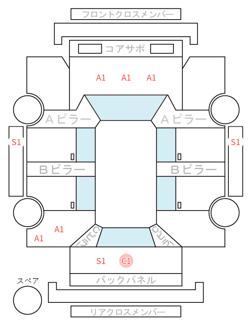 Body condition diagram (damage marks, Japanese labels)