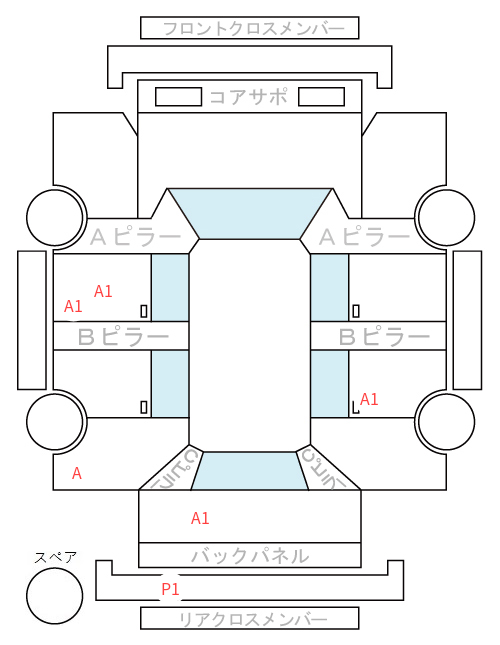 Body condition diagram (damage marks, Japanese labels)