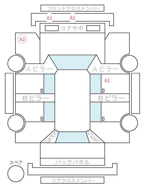 Body condition diagram (damage marks, Japanese labels)
