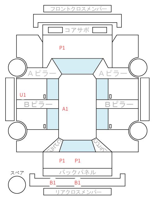 Body condition diagram (damage marks, Japanese labels)