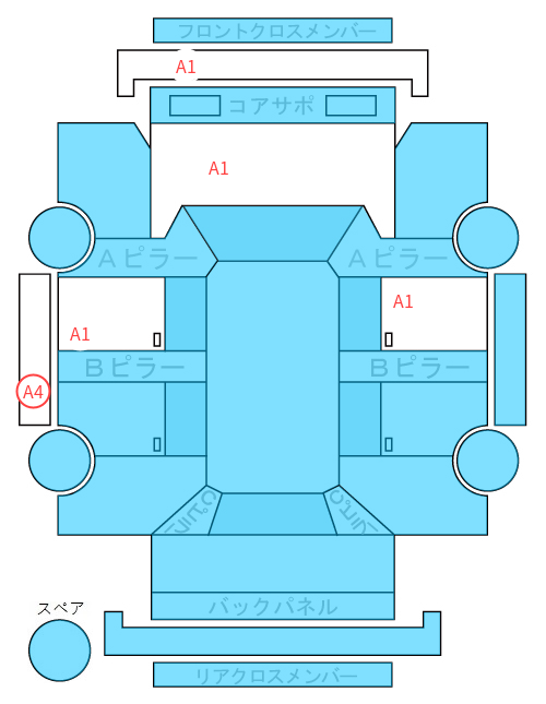 Body condition diagram (damage marks, Japanese labels)