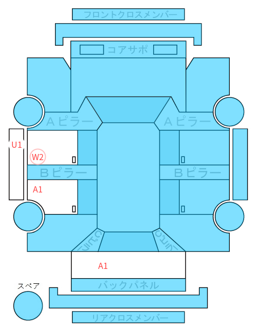 Body condition diagram (damage marks, Japanese labels)