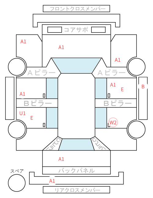 Body condition diagram (damage marks, Japanese labels)