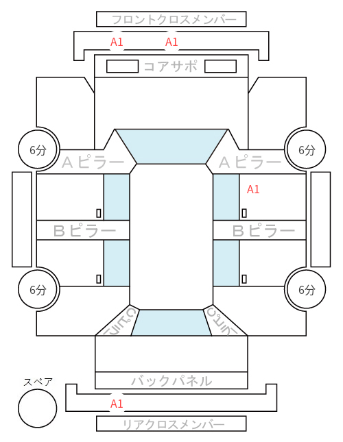 Body condition diagram (damage marks, Japanese labels)