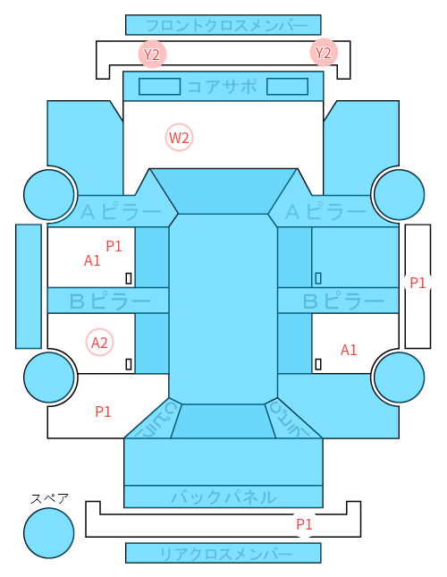 Body condition diagram (damage marks, Japanese labels)