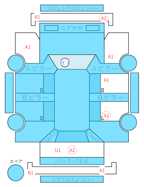 Body condition diagram (damage marks, Japanese labels)