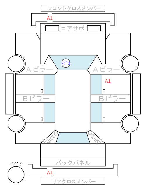 Body condition diagram (damage marks, Japanese labels)