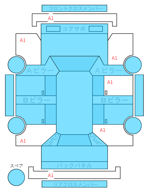 Body condition diagram (damage marks, Japanese labels)