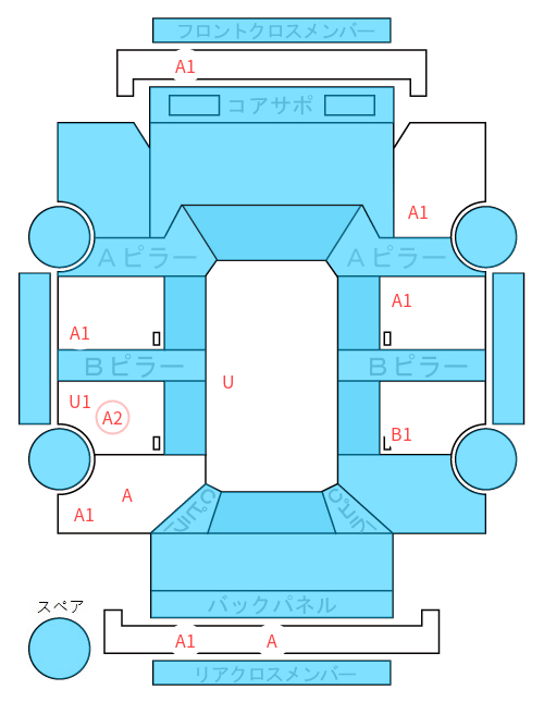 Body condition diagram (damage marks, Japanese labels)