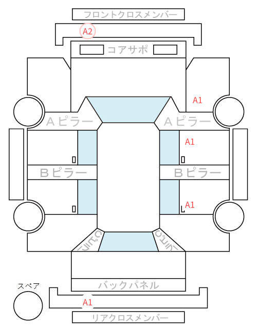 Body condition diagram (damage marks, Japanese labels)