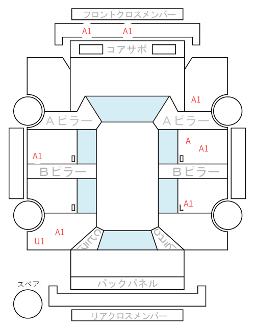 Body condition diagram (damage marks, Japanese labels)