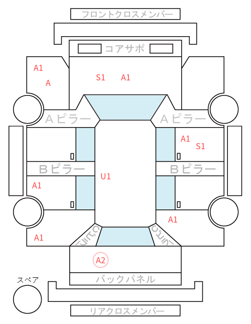 Body condition diagram (damage marks, Japanese labels)