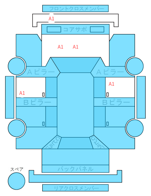 Body condition diagram (damage marks, Japanese labels)