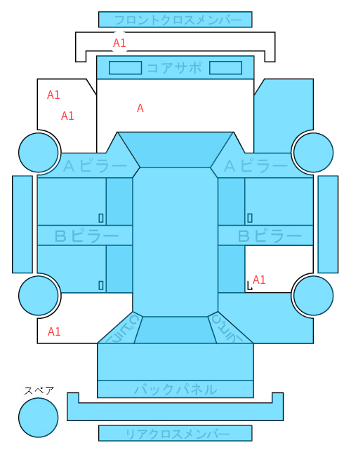 Body condition diagram (damage marks, Japanese labels)
