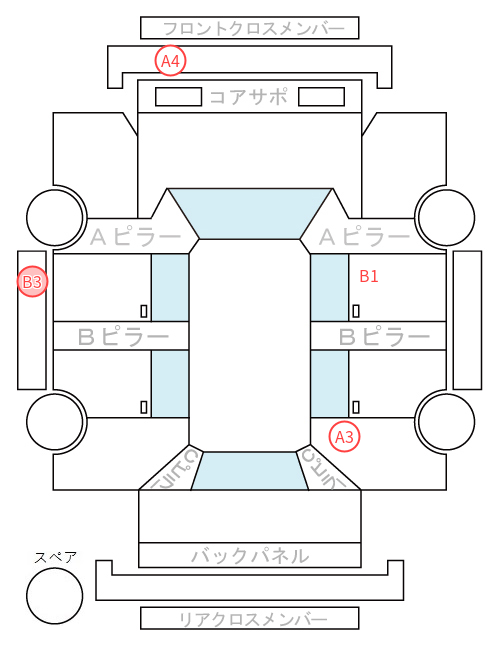Body condition diagram (damage marks, Japanese labels)