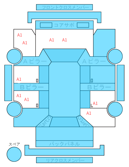 Body condition diagram (damage marks, Japanese labels)