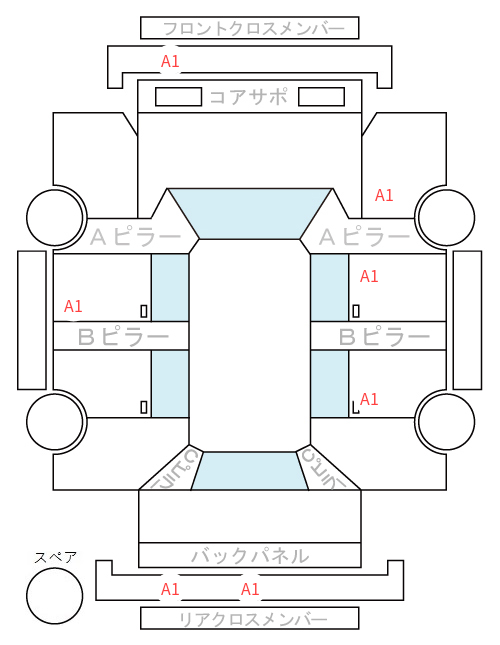 Body condition diagram (damage marks, Japanese labels)