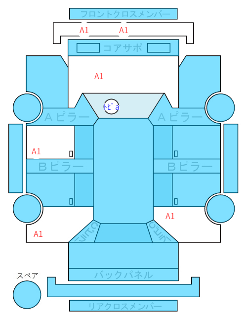 Body condition diagram (damage marks, Japanese labels)