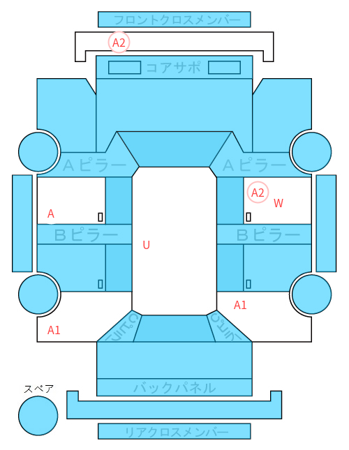 Body condition diagram (damage marks, Japanese labels)