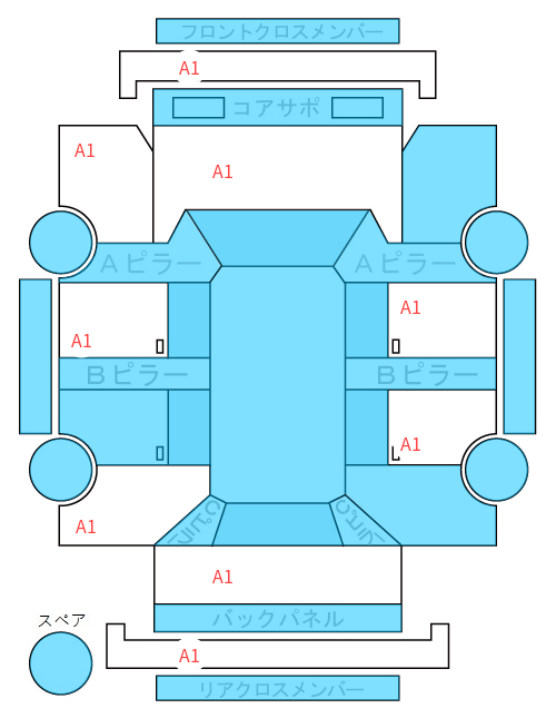 Body condition diagram (damage marks, Japanese labels)